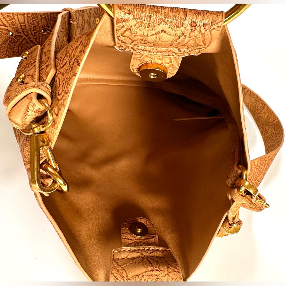 Anthropologie  Elegant  Floral Embossed Tote Bag - Picture 7 of 12